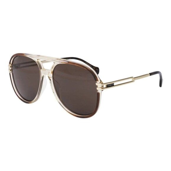 NEW GUCCI SUNGLASSES MEN BROWN AVIATOR EYEWEAR GUCCI GG1104S 002
